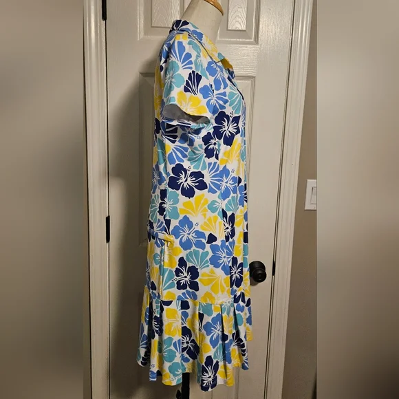 NWT J. McLaughlin Dorte Dress: Multi Hibiscus Print: Size- Large: UPF 50+ - Picture 5 of 12